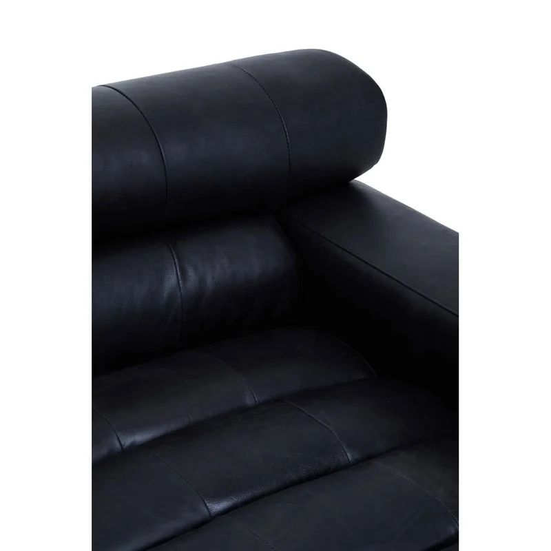King Antique Black Right Arm Leather Modular Chaise Sofa