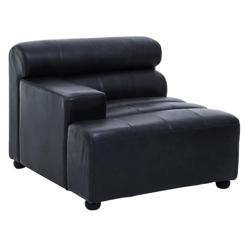 King Left Arm Antique Black Modular Leather Sofa
