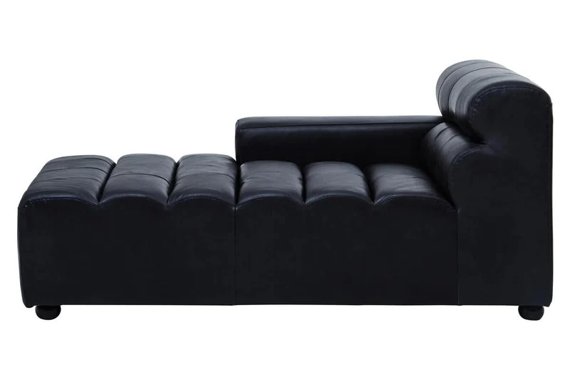 King Antique Black Left Arm Leather Modular Chaise Sofa