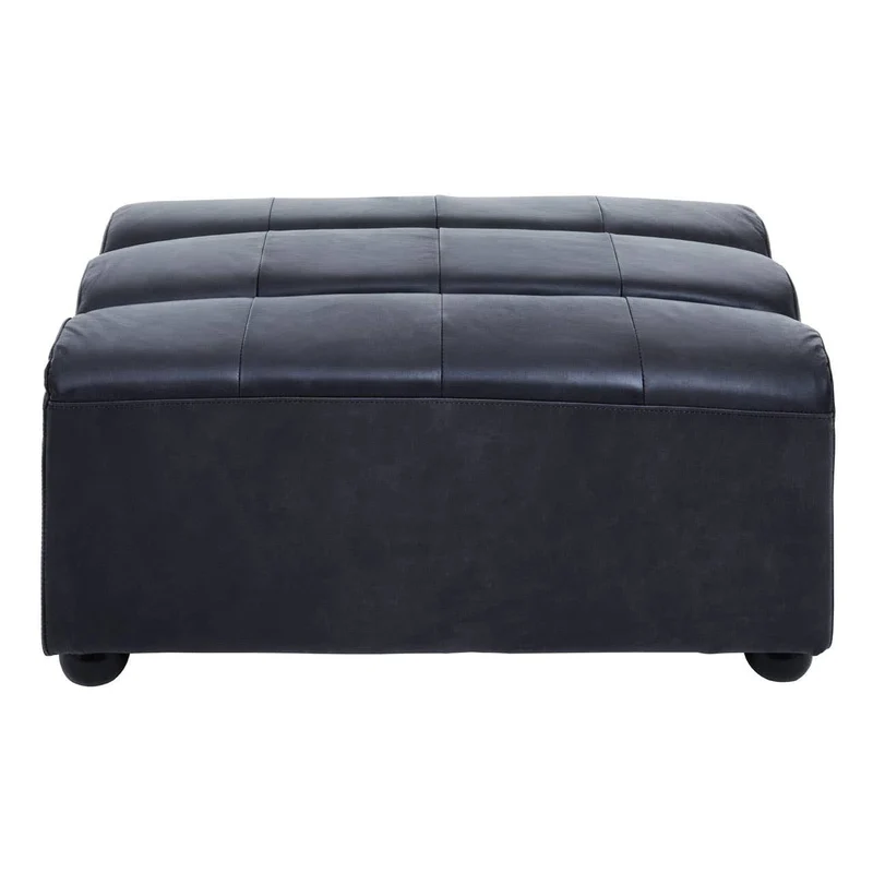 King Antique Black Leather Modular Ottoman
