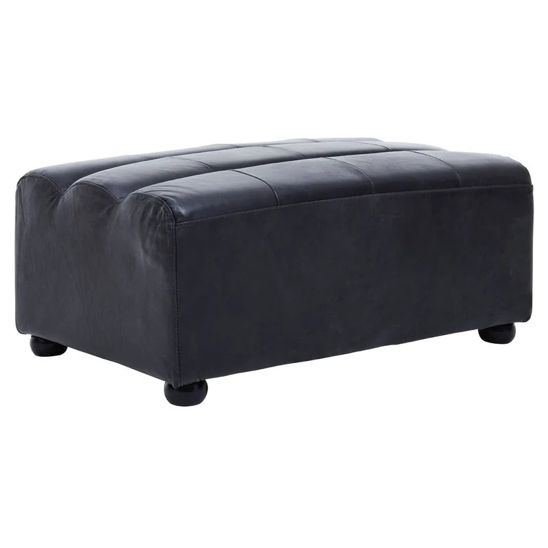 King Antique Black Leather Modular Ottoman