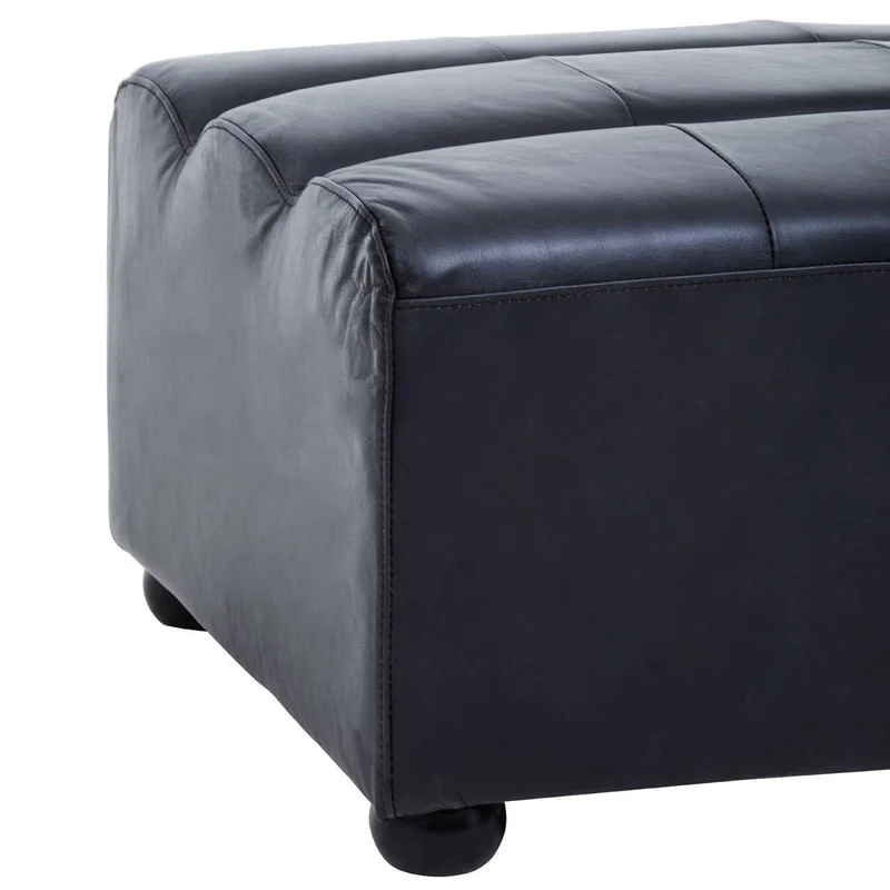 King Antique Black Leather Modular Ottoman