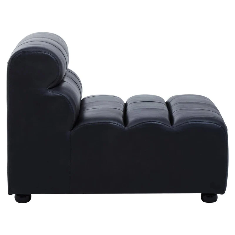King Armless Antique Black Leather Modular Sofa Chair