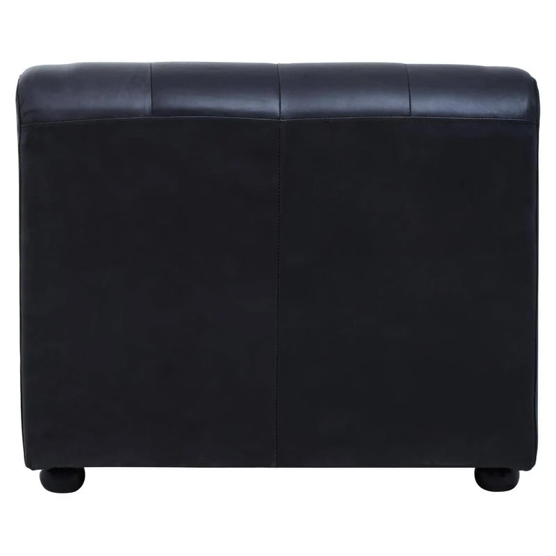 King Armless Antique Black Leather Modular Sofa Chair