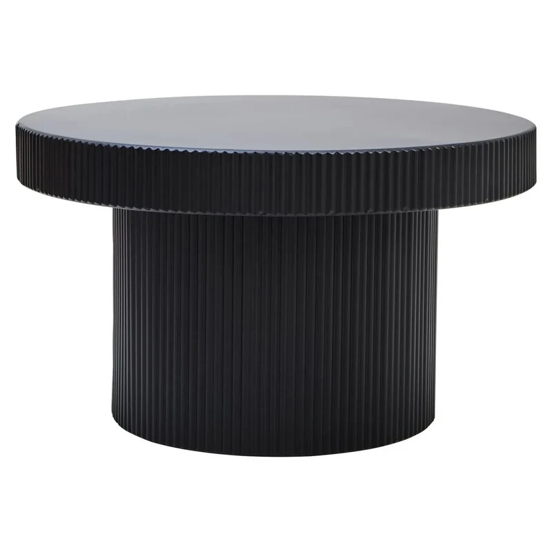 Trento Black Metal Round Ridge Detail Coffee Table