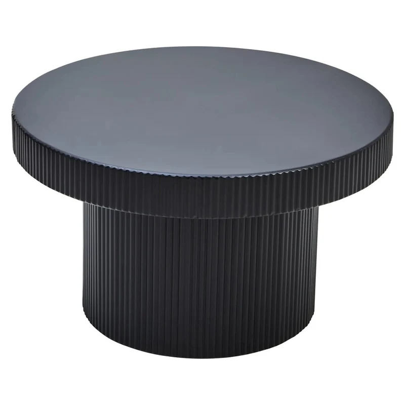 Trento Black Metal Round Ridge Detail Coffee Table