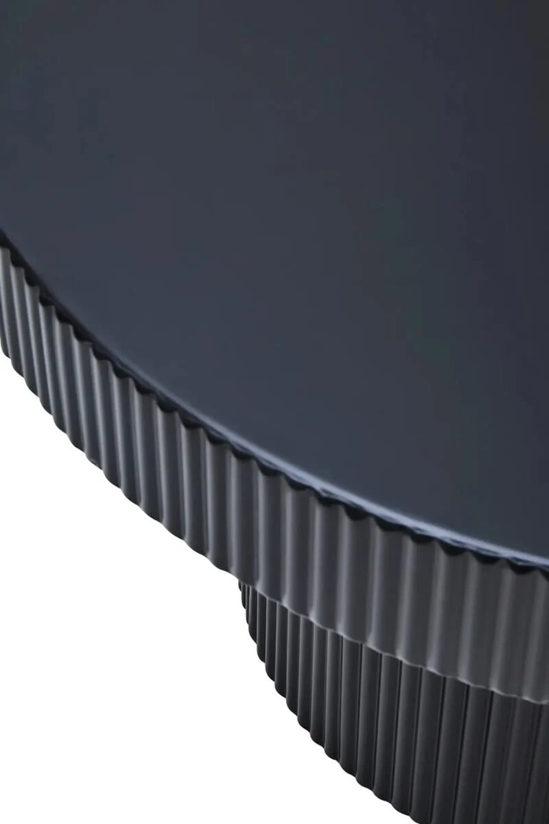 Trento Black Metal Round Ridge Detail Coffee Table