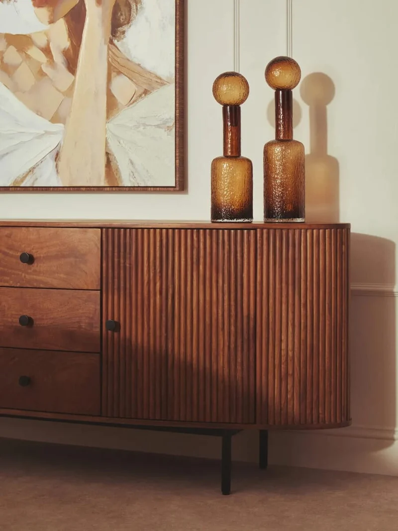Torello Two Door Three Drawer Mango Wood Oval Sideboard