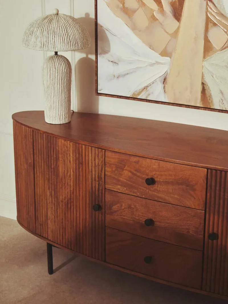 Torello Two Door Three Drawer Mango Wood Oval Sideboard