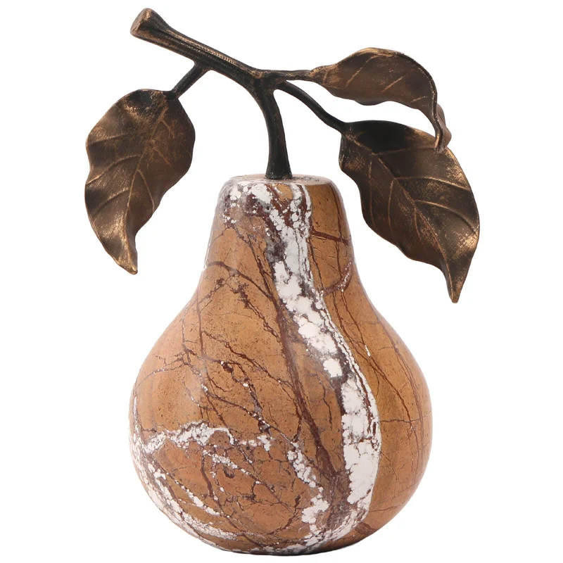Pear Ornament in Golden Bronze Marble | OUTLET