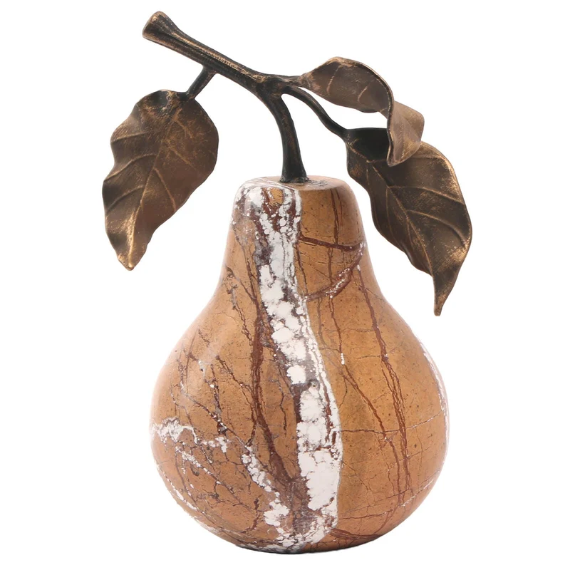 Pear Ornament in Golden Bronze Marble | OUTLET