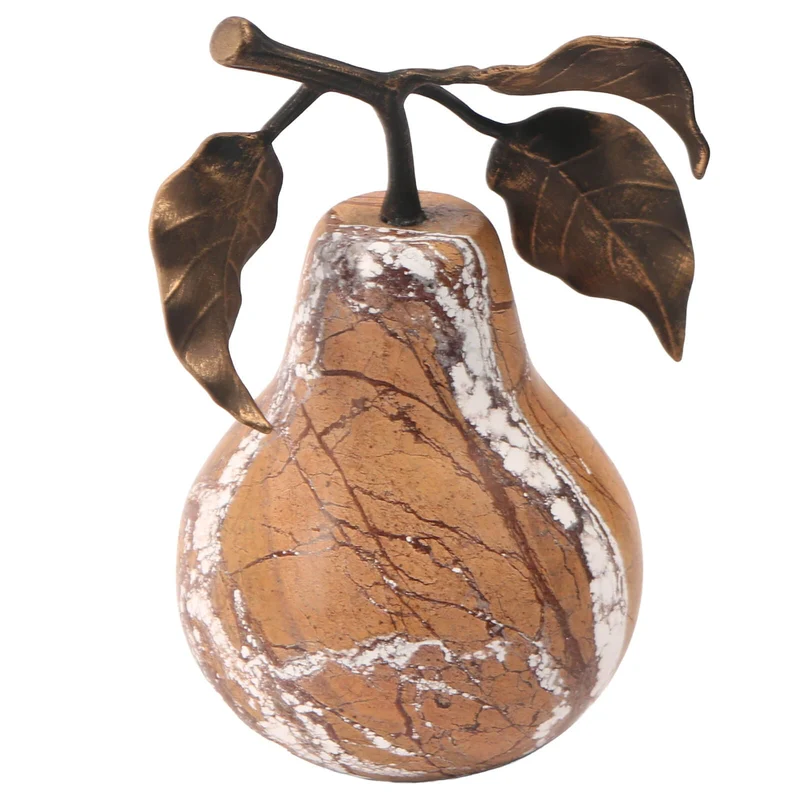 Pear Ornament in Golden Bronze Marble | OUTLET