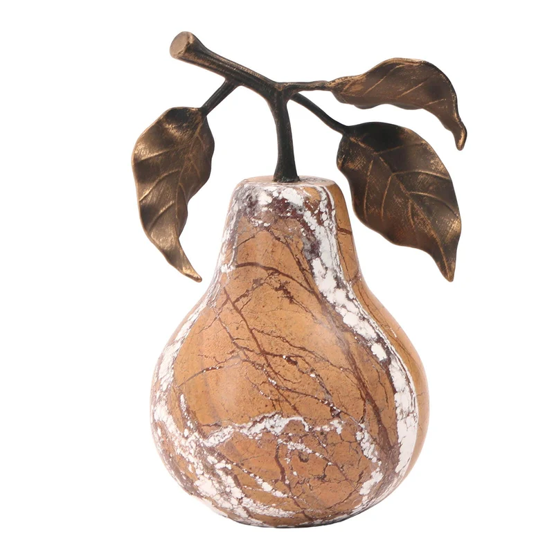 Pear Ornament in Golden Bronze Marble | OUTLET