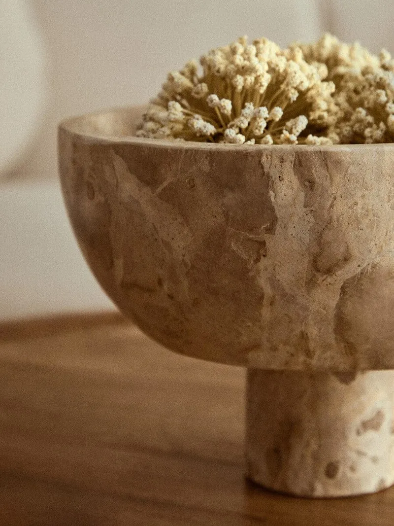 Santino Chocolate Marble Pedestal Bowl | OUTLET