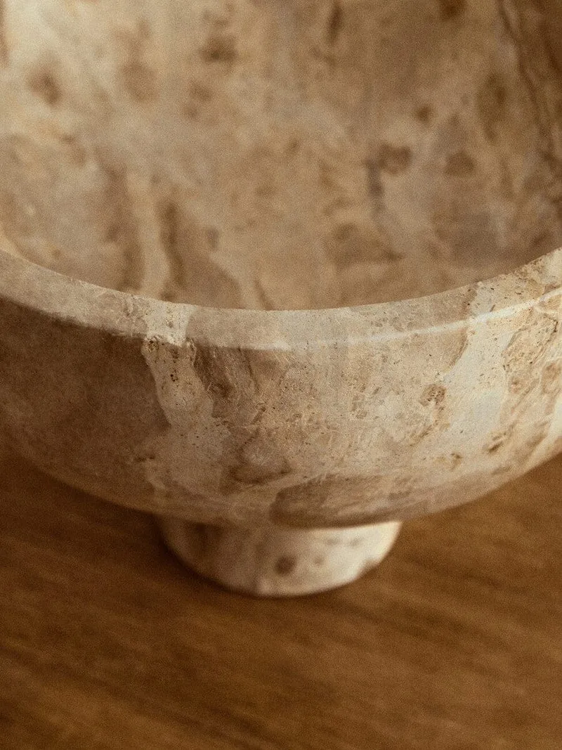 Santino Chocolate Marble Pedestal Bowl | OUTLET