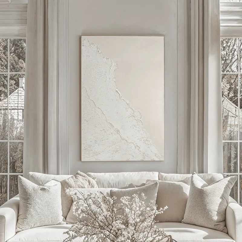 Toulouse Neutral Beach Waves Textured Canvas Wall Art | OUTLET