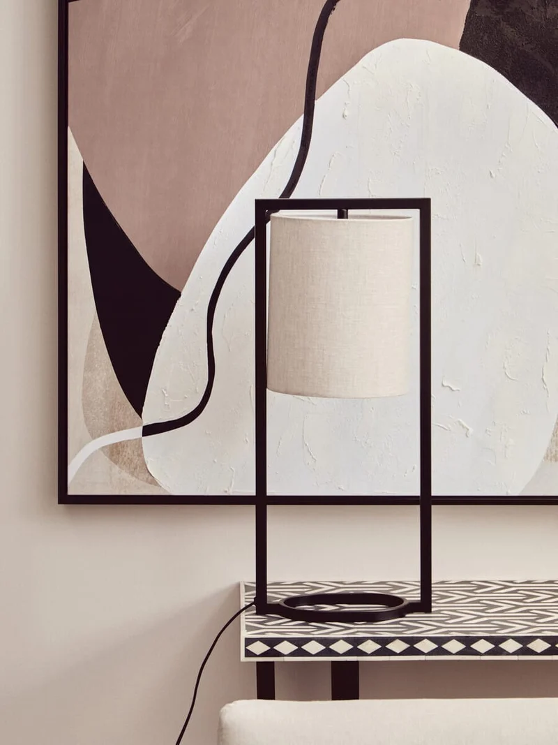 Atkins Black Finish Table Lamp with White Shade