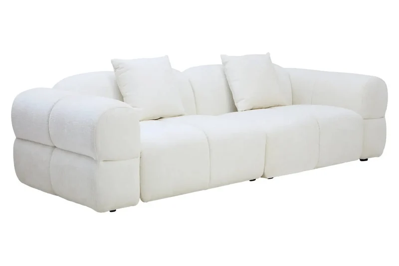 Anglet Cream Textured Fabric Large 3 Seater Sofa