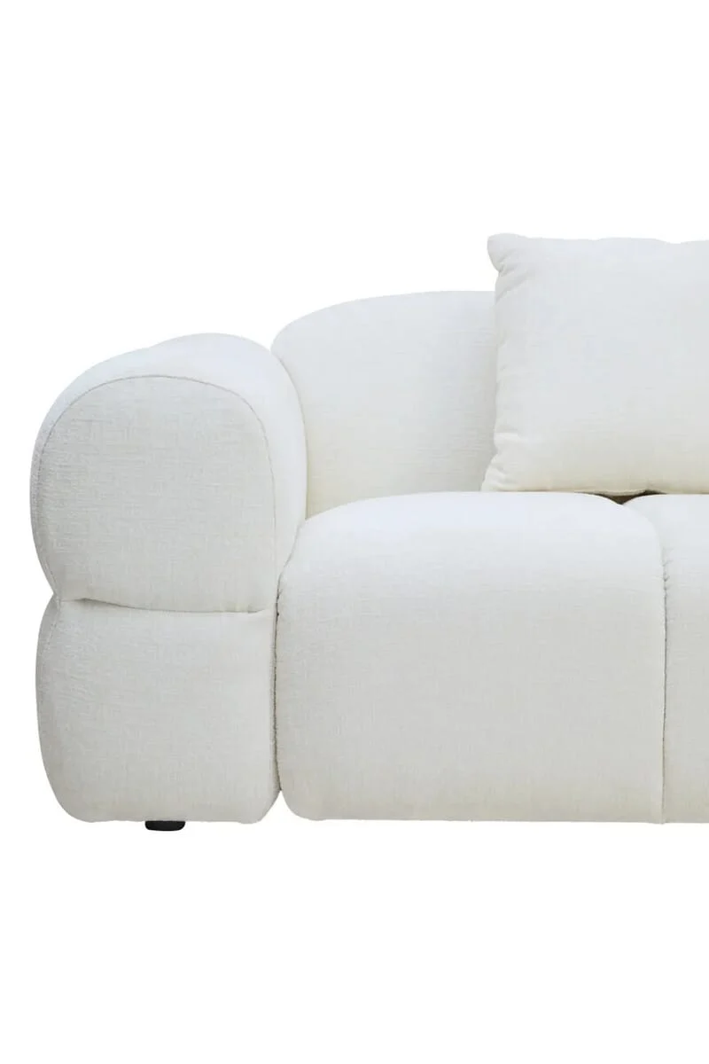 Anglet Cream Textured Fabric Large 3 Seater Sofa