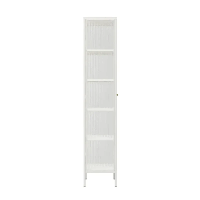 Addison Warm White Metal Fluted Glass Door Tall Cabinet