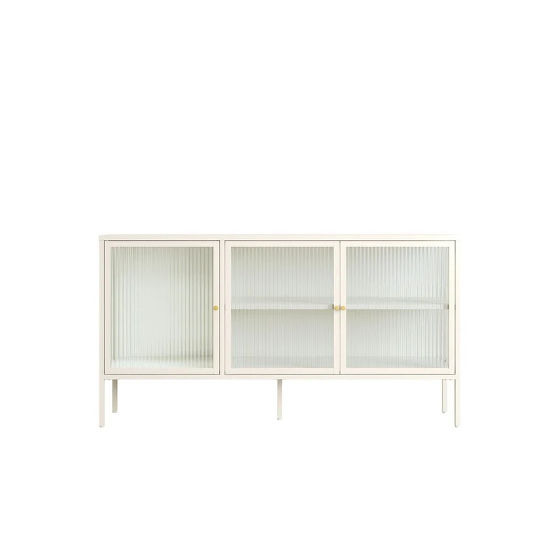 Addison Warm White Metal Fluted Glass Door Sideboard