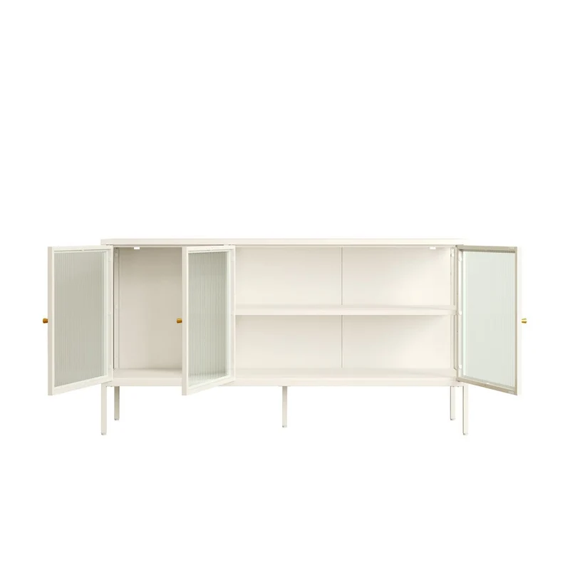 Addison Warm White Metal Fluted Glass Door Sideboard