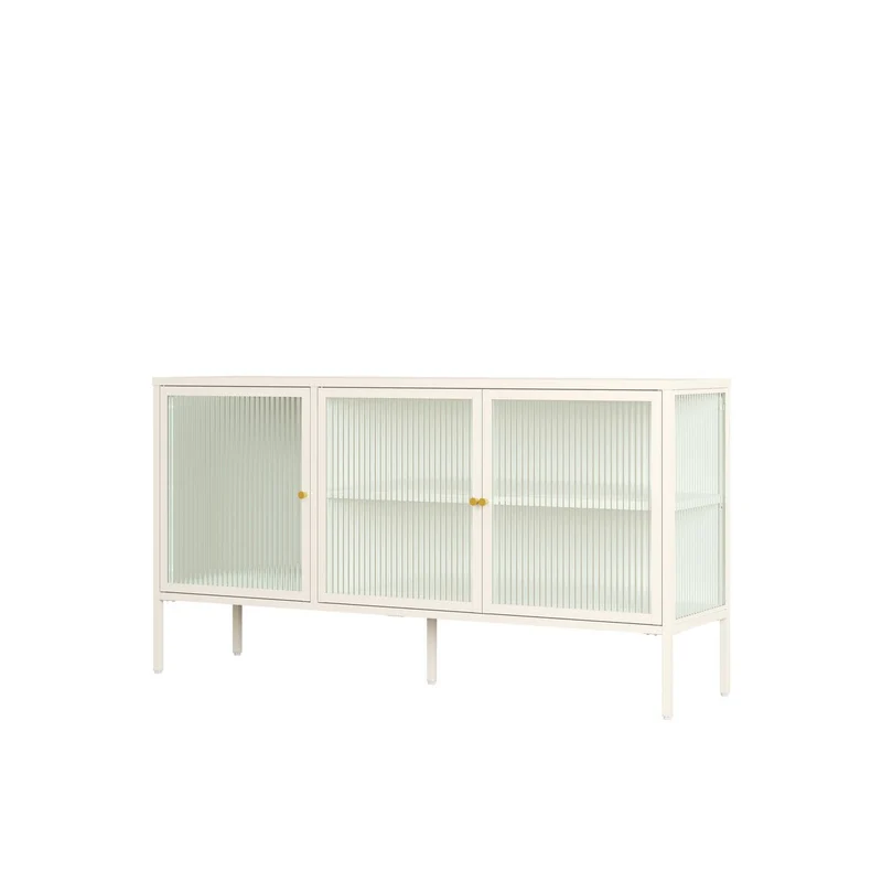 Addison Warm White Metal Fluted Glass Door Sideboard