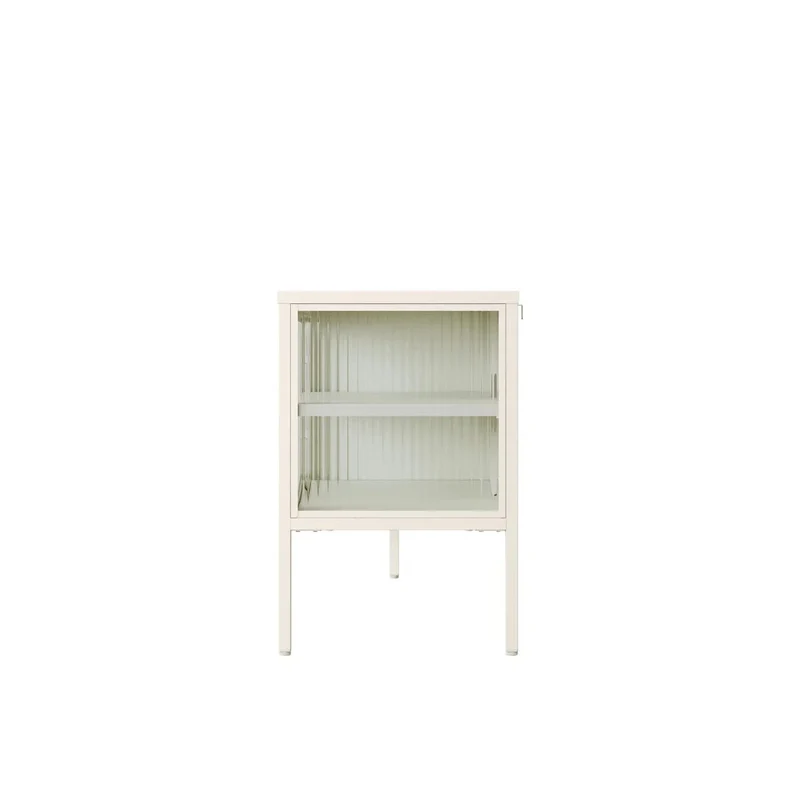 Addison Warm White Metal Fluted Glass Door Media Unit