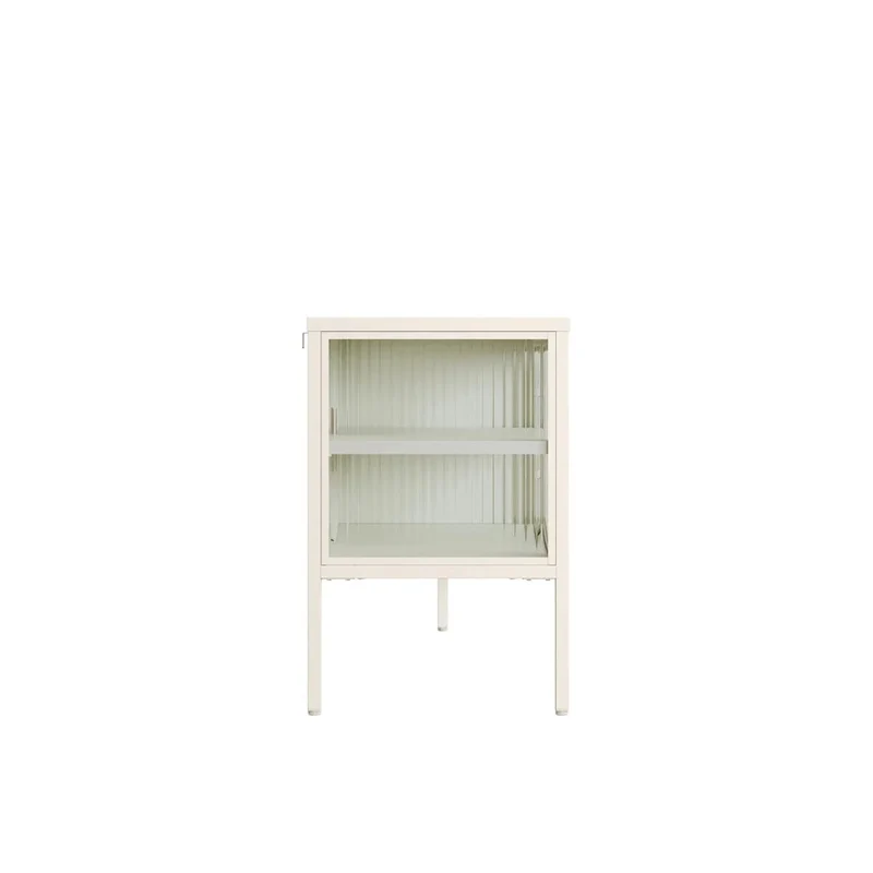 Addison Warm White Metal Fluted Glass Door Media Unit