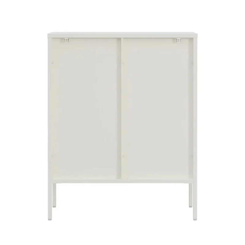 Addison Warm White Metal and Fluted Glass Door Cabinet