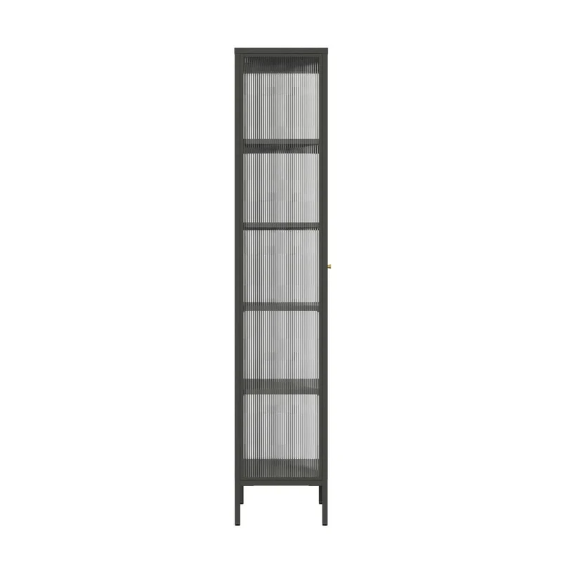 Addison Black Metal and Fluted Glass Door Tall Cabinet