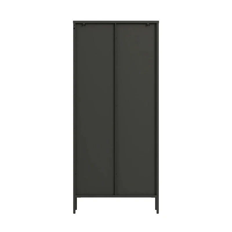 Addison Black Metal and Fluted Glass Door Tall Cabinet