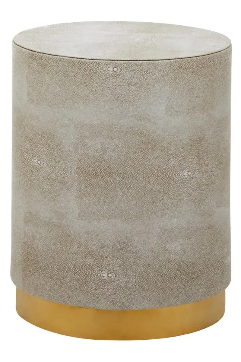 Cadio Shagreen Effect Round Stool and Side Table