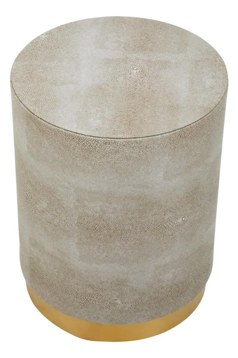 Cadio Shagreen Effect Round Stool and Side Table