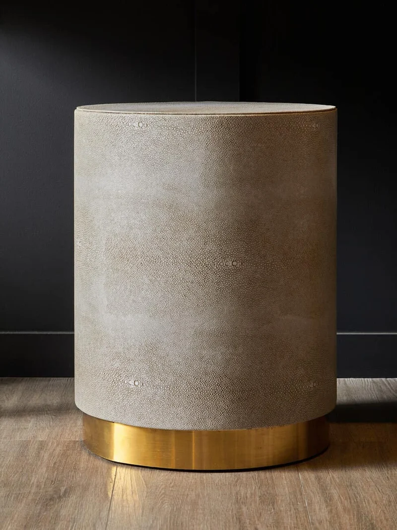Cadio Shagreen Effect Round Stool and Side Table