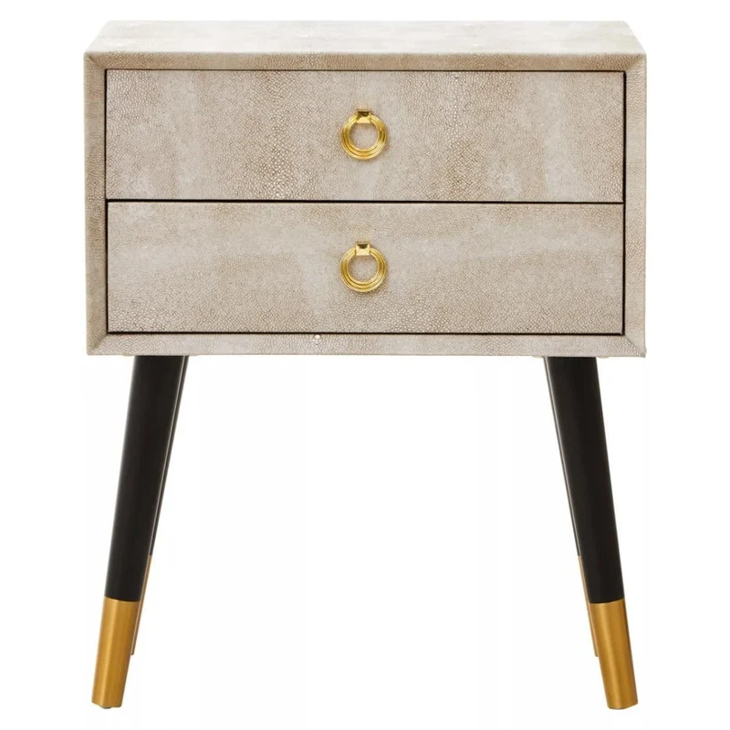 Cadio 2 Drawer Shagreen Effect Side Table