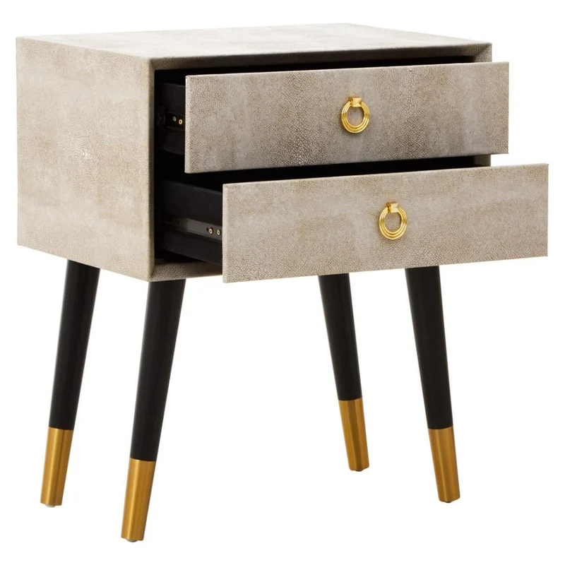 Cadio 2 Drawer Shagreen Effect Side Table