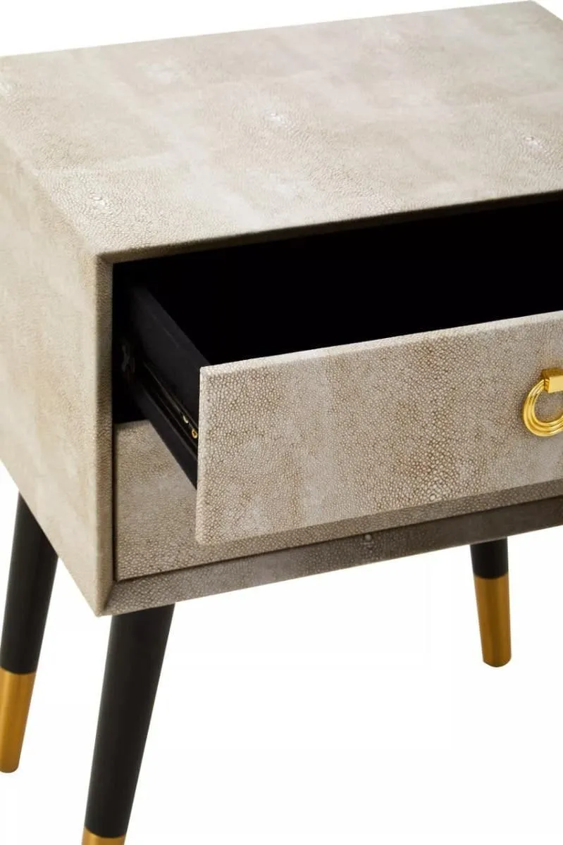 Cadio 2 Drawer Shagreen Effect Side Table