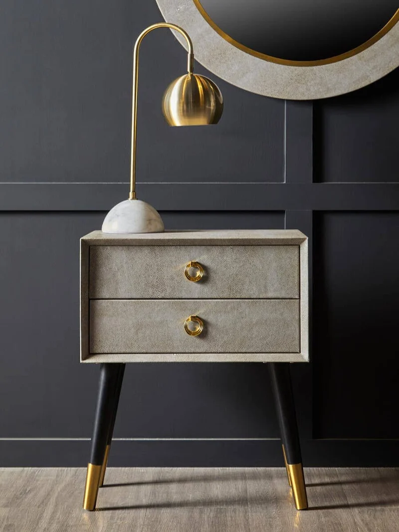 Cadio 2 Drawer Shagreen Effect Side Table