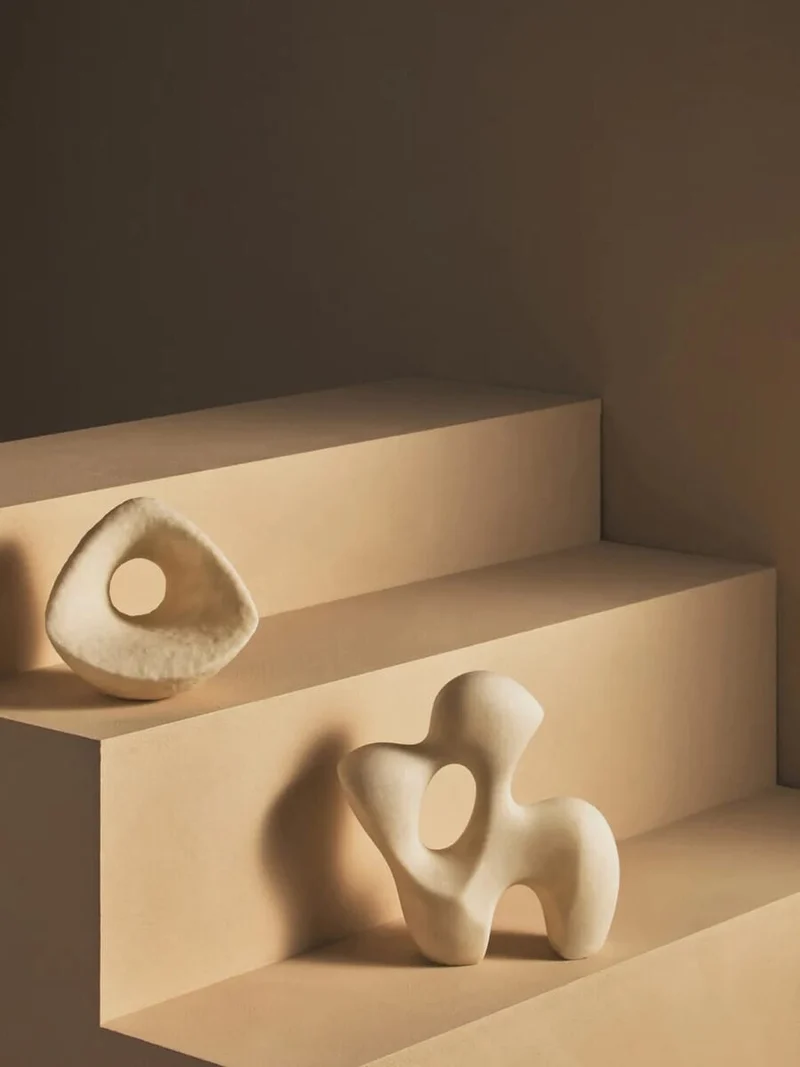 Broc White Marble Effect Organic Sculpture