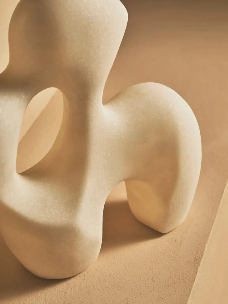 Broc White Marble Effect Organic Sculpture