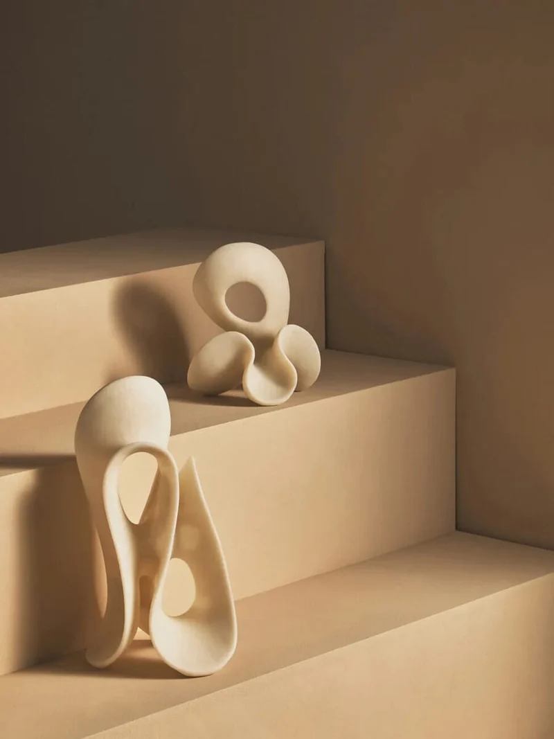 Broc Small White Marble Effect Abstract Loop Sculpture