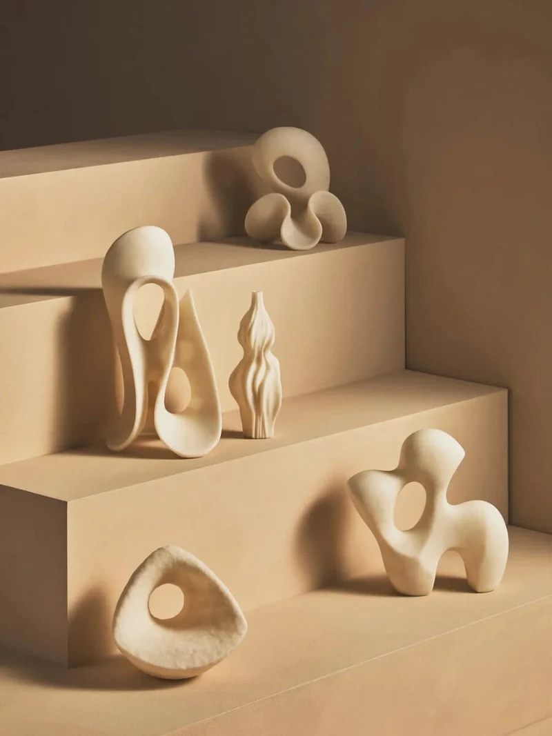 Broc Small White Marble Effect Abstract Loop Sculpture