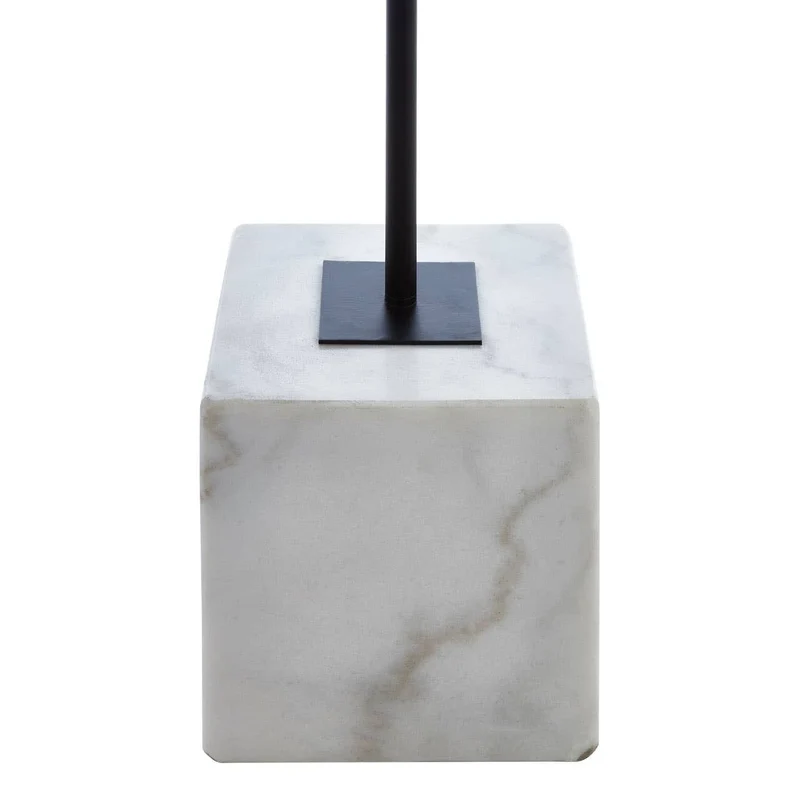 Murdoch Natural Linen Shade With White Marble Base Floor Lamp