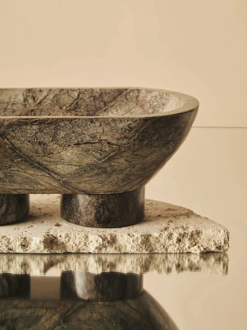 Fazio Forest Green Marble Pedestal Bowl
