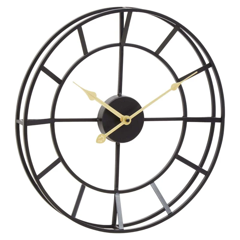 Kent 40cm Dia Small Black Finish Metal Wall Clock
