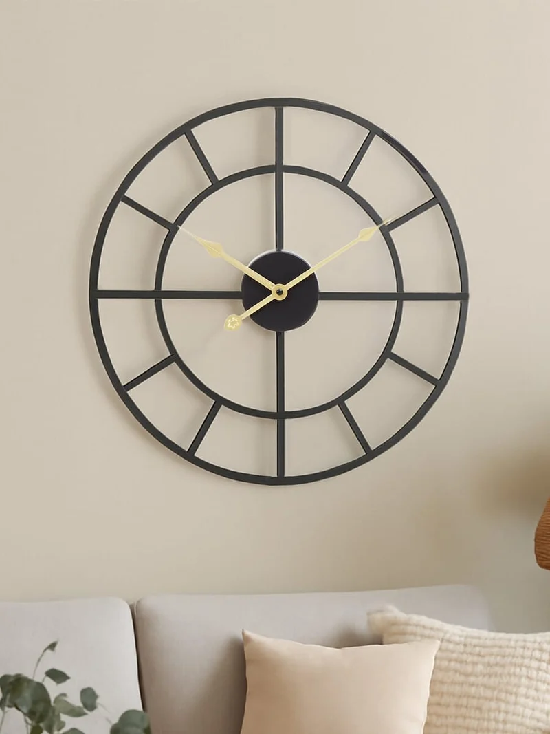 Kent 40cm Dia Small Black Finish Metal Wall Clock