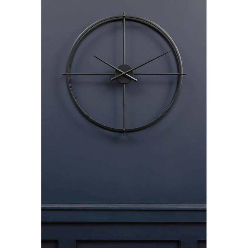 Kent 60cm Dia Large Black Finish Wall Clock