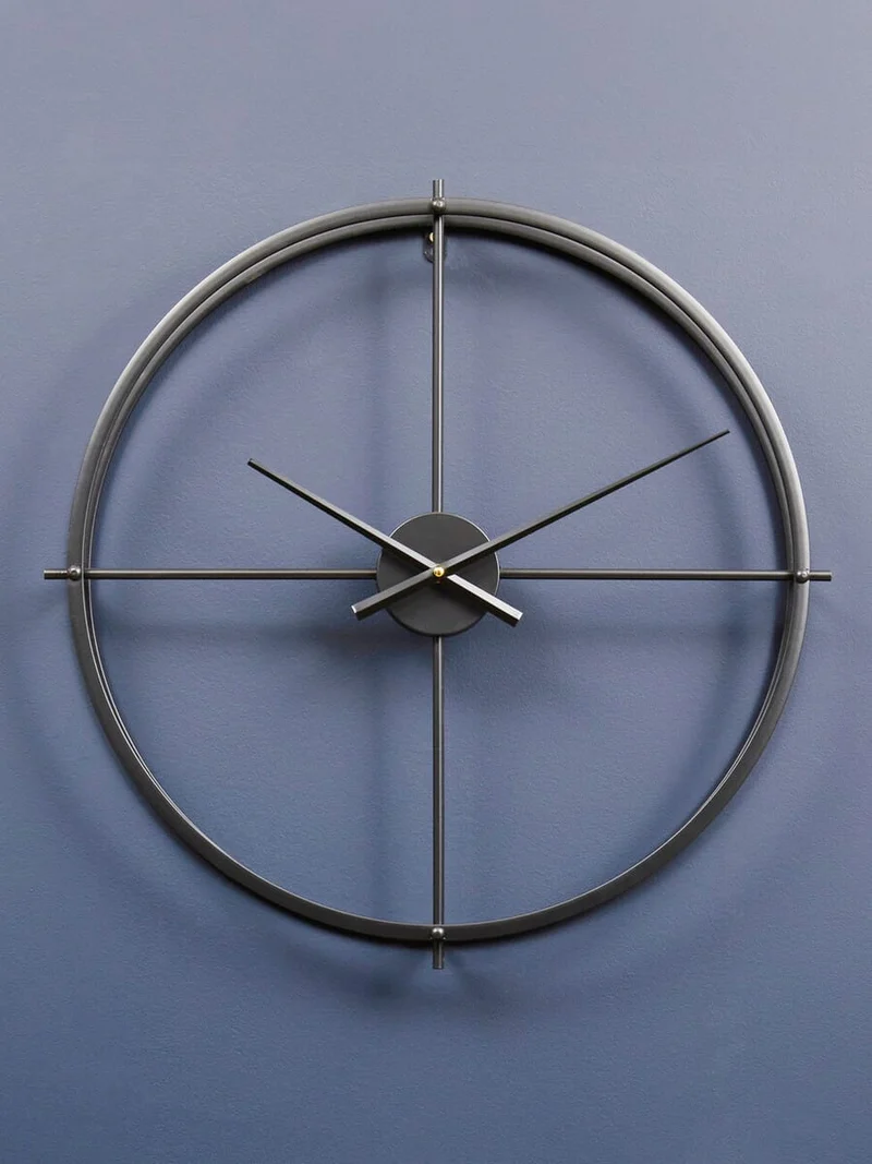 Kent 60cm Dia Large Black Finish Wall Clock