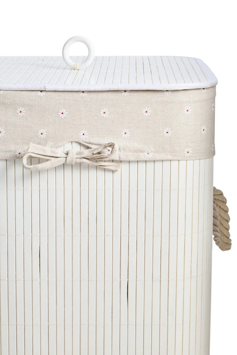 Kankyo White Bamboo Laundry Hamper